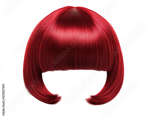vibrant red bob wig with blunt bangs, perfect for bold look or costume. This stylish accessory adds fun touch to any outfit
