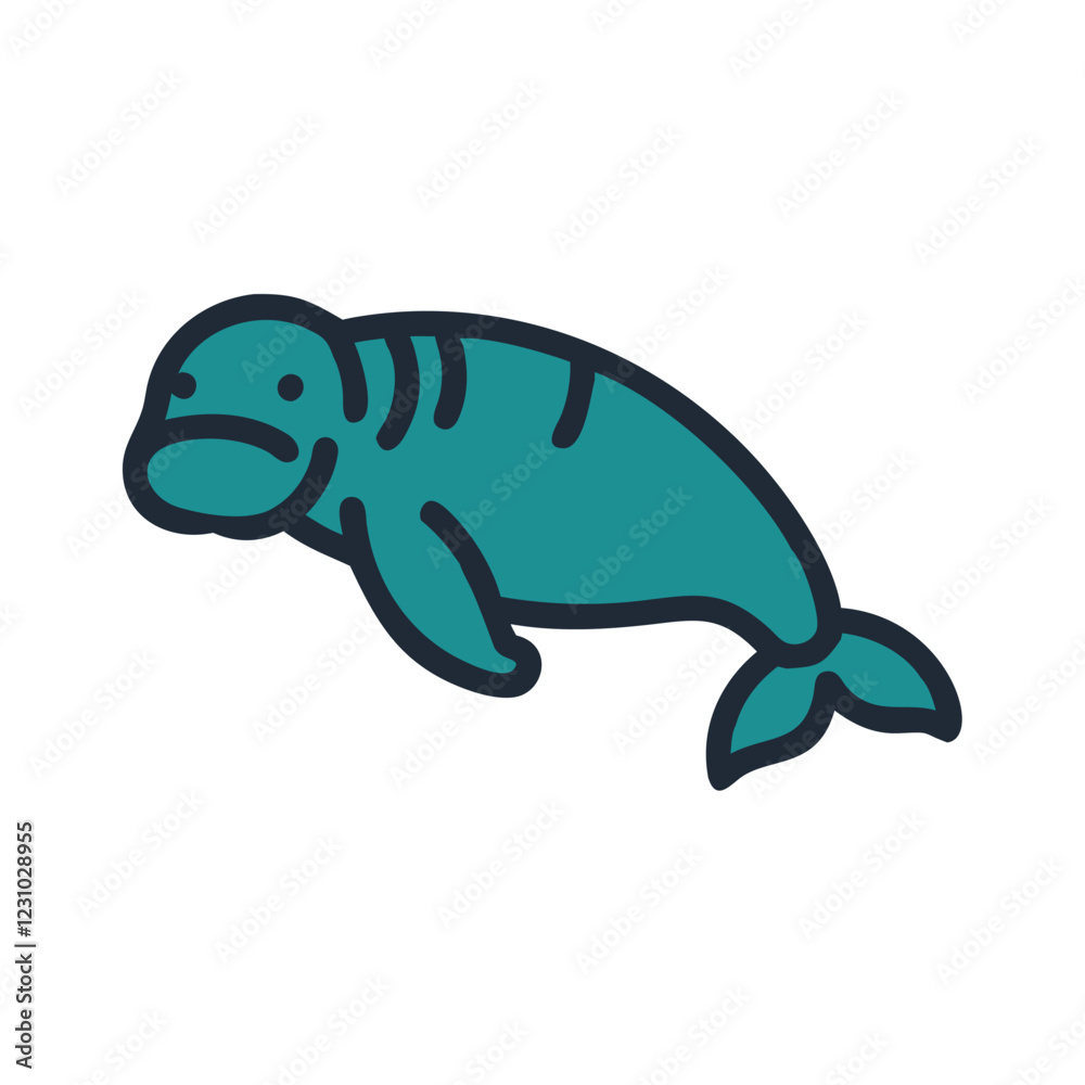 Gentle manatee tropical marine wildlife illustration Gentle manatee tropical marine wildlife illustration