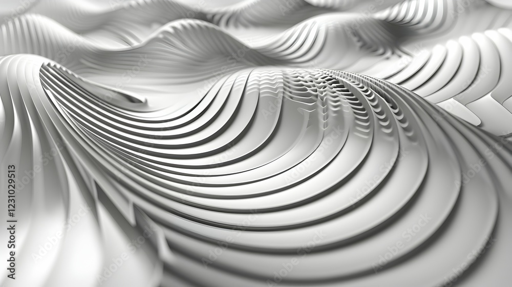 Abstract wavy patterns in white, creating a sense of depth and movement. Abstract wavy patterns in white, creating a sense of depth and movement.