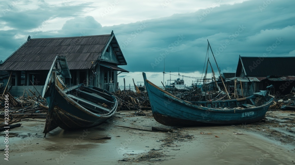 Aftermath of a Storm: Devastated Fishing Village Aftermath of a Storm: Devastated Fishing Village