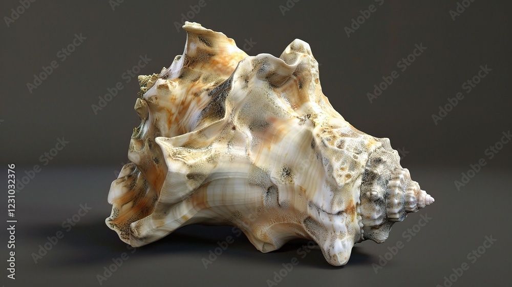 A Captivating Image of a Beautiful Conch Shell. This unique and eye - catching marine mollusk shell, with its spiral shape and intricate patterns A Captivating Image of a Beautiful Conch Shell. This unique and eye - catching marine mollusk shell, with its spiral shape and intricate patterns