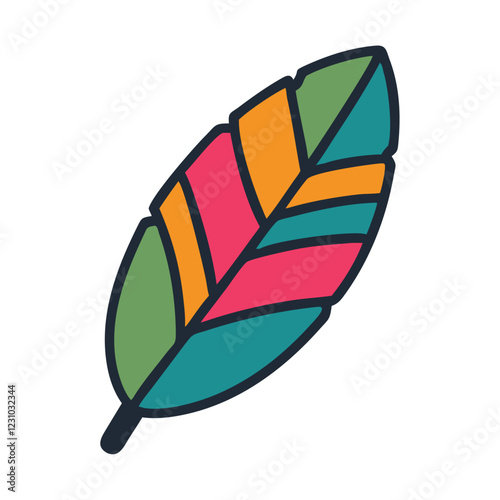 Colorful tropical feather exotic bird plumage illustration