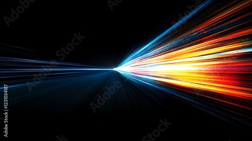 Abstract Light Streaks Converging Towards Central Point