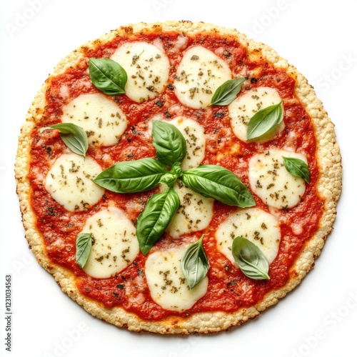 thin cauliflower crust topped with marinara mozza