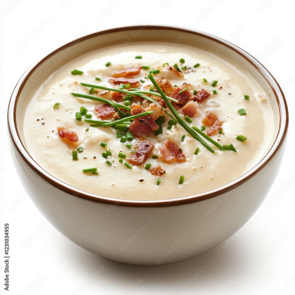velvety low-carb cauliflower soup garnished velvety low-carb cauliflower soup garnished