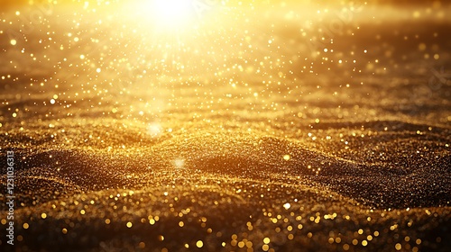 Golden Glitter Sparkling Background Shimmering Light photo