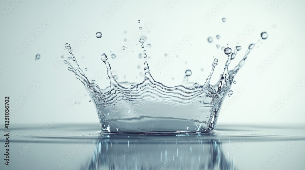 Splash of Water with Ripples on Calm Surface in Soft Light Splash of Water with Ripples on Calm Surface in Soft Light