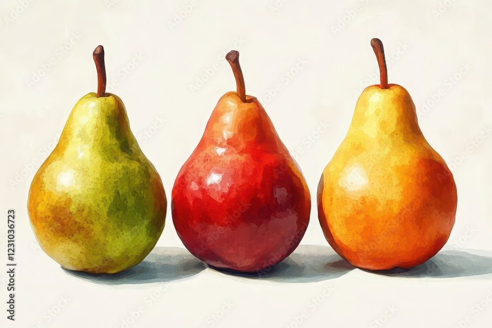 Three pears in digital painting with realistic texture and colors
Three pears in digital painting with realistic texture and colors