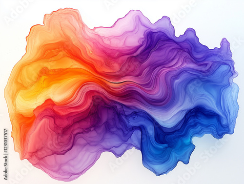 Vibrant abstract fluid art with swirling colors of orange, pink, purple, and blue, creating dynamic and energetic composition