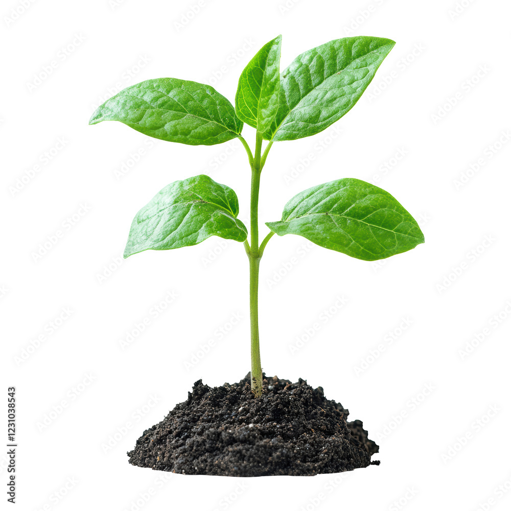 Sprouting plant with leaves isolated on transparent background Sprouting plant with leaves isolated on transparent background