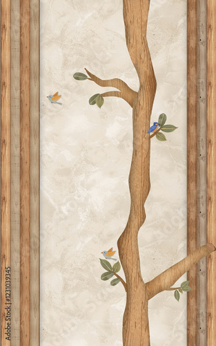Canvas Print tree on the wall, a decorative design with cute koala in the tree for wall tiles