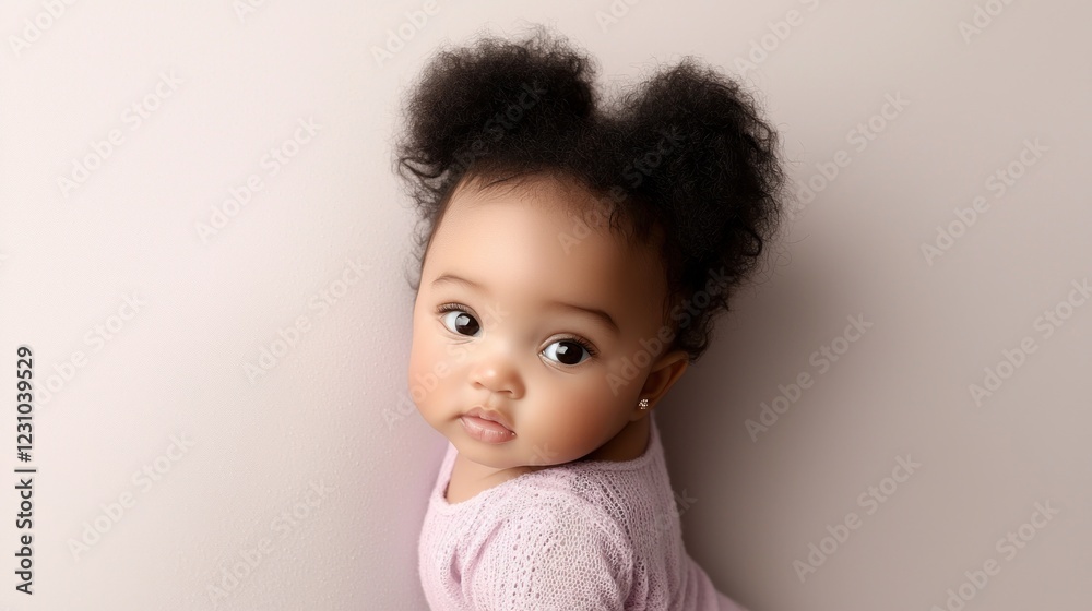 Adorable Baby Girl Portrait Soft Lighting Neutral Background Adorable Baby Girl Portrait Soft Lighting Neutral Background