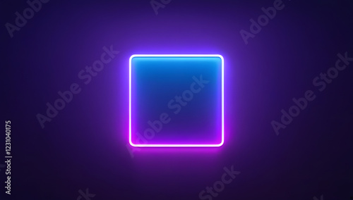 modern stylish purple blue glowing neon light vibrant squared copy space abstract frame design