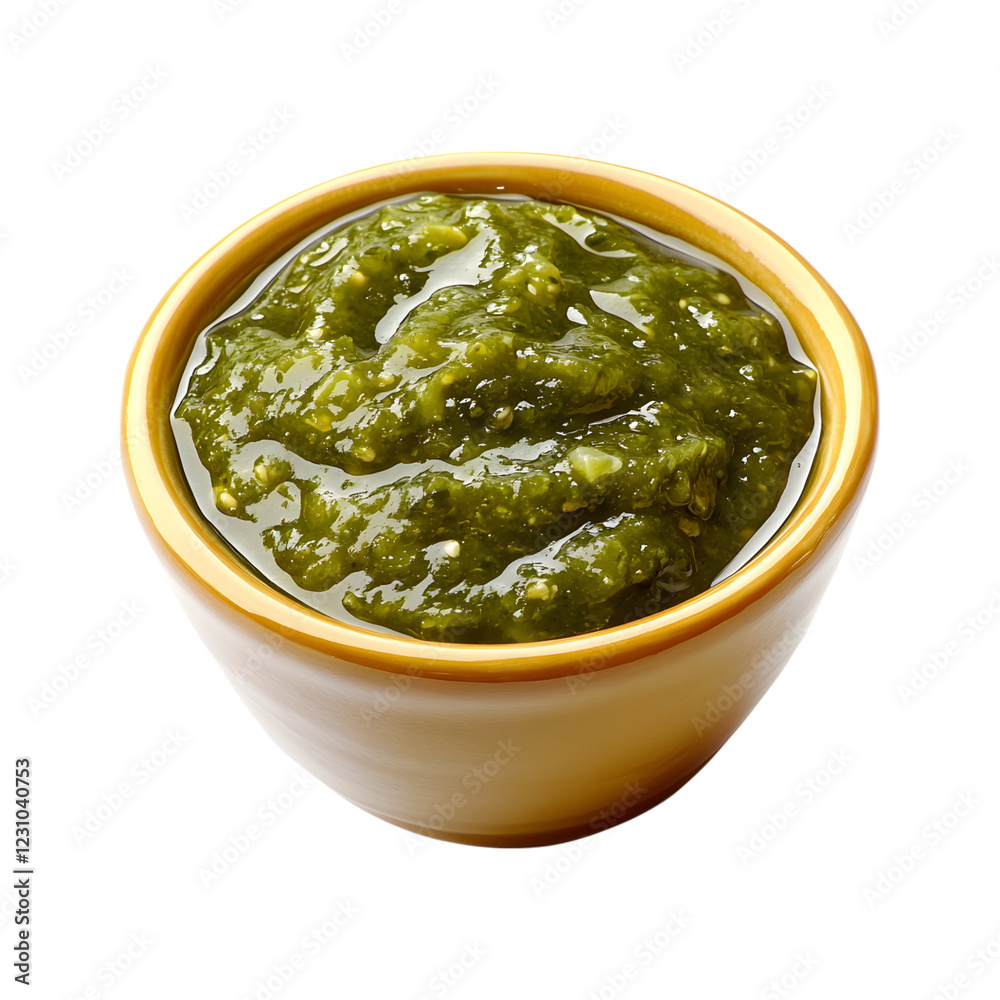 Tangy Jalape�o Chutney in a Bowl Isolated on Transparent Background Tangy Jalape�o Chutney in a Bowl Isolated on Transparent Background