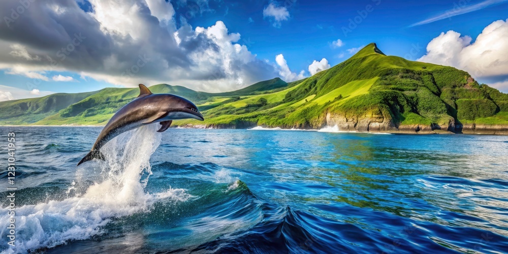 Obraz premium Dolphin Breaching at San Miguel Island, Azores - Summer Ocean Adventure