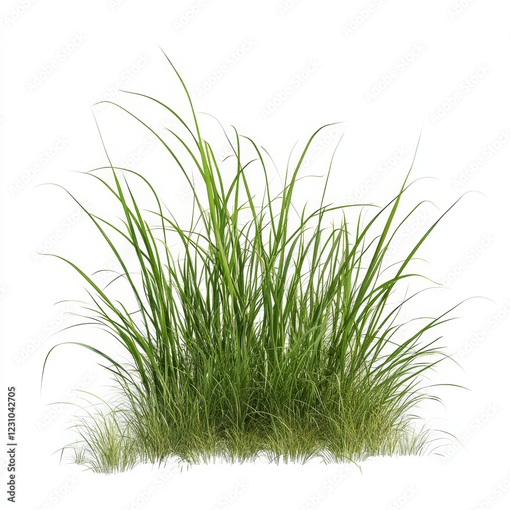 Obraz premium Lush green grass clump isolated on white background. (2)
