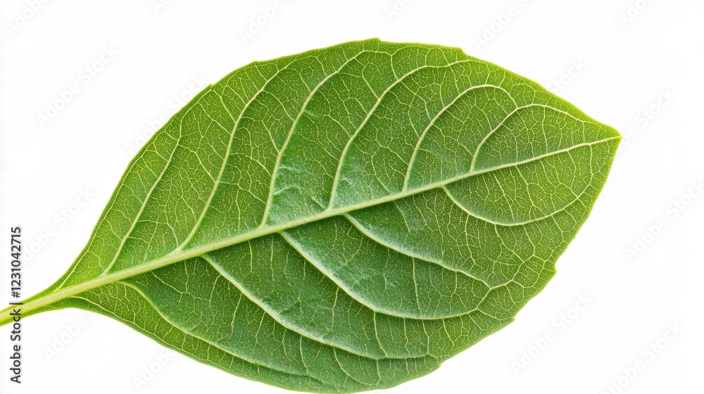 Obraz premium Close-Up of a Fresh Green Leaf with Detailed Vein Patterns