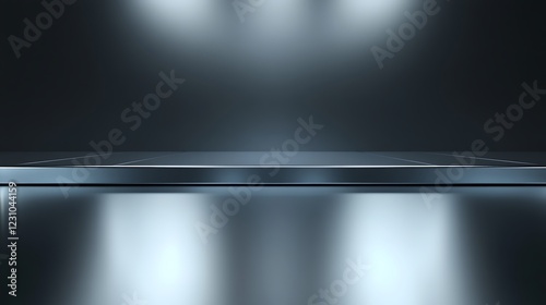 Sleek Metal Platform Under Spotlight Illumination