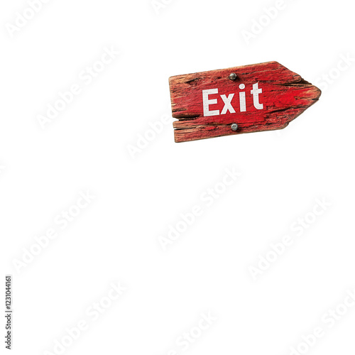 Directional exit sign transparent background urban environment clear visuals informative context photo