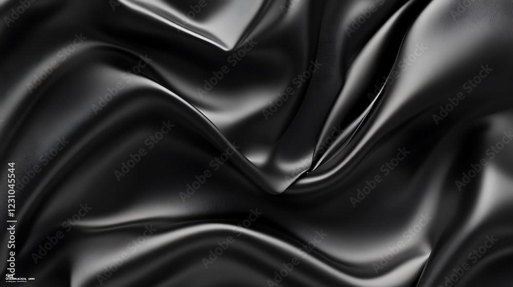 Fototapeta premium Draped Black Fabric Shows Smooth Elegant Waves