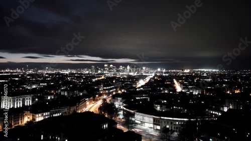 Wallpaper Mural Stunning Black and White Cityscape at Night Showcasing Urban Lights Against a Dramatic Sky Torontodigital.ca