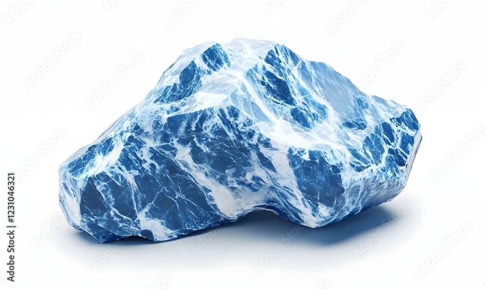 Blue ice rock isolated on white background, studio shot, for design Blue ice rock isolated on white background, studio shot, for design
