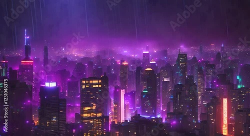 Neon Reflections on Wet Streets, looping 4k time-lapse virtual video animation Generated AI. Cinematic.
