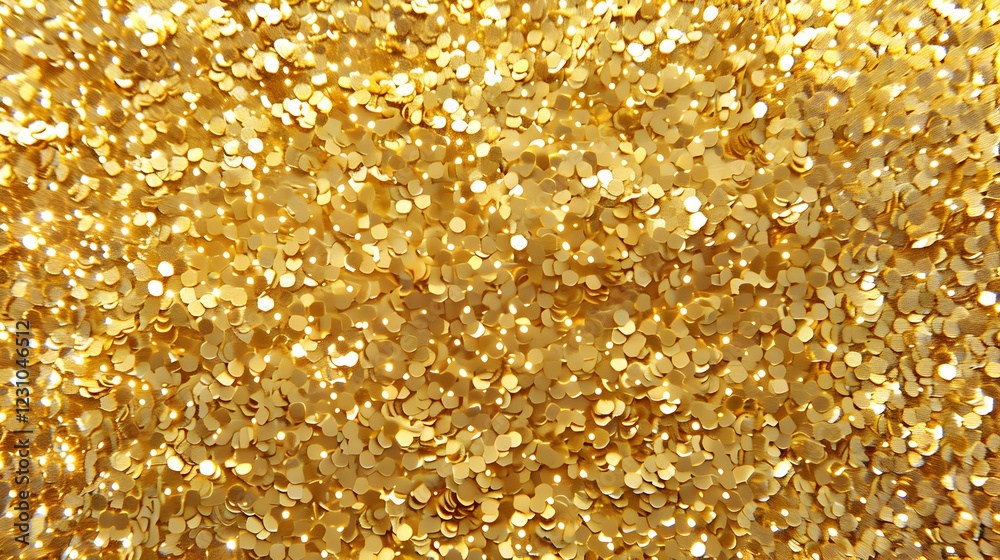 A shimmering background of golden glitter, ideal for festive decorations or design projects.