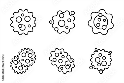 Cancer cell icon set, cancer disease vector illustration on white background.