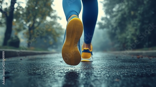 Rainy Day Run  Jogger s Feet in Motion