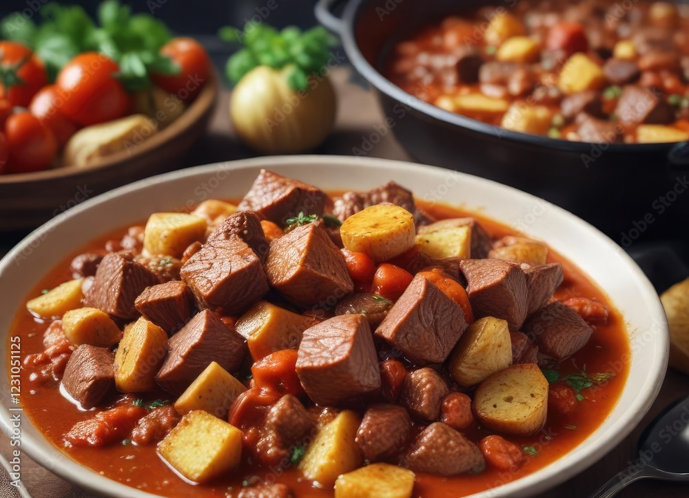 rich and savory beef stew with tender chunks in a spicy and tangy tomato sauce, beef and tomato soup, spicy flavors rich and savory beef stew with tender chunks in a spicy and tangy tomato sauce, beef and tomato soup, spicy flavors