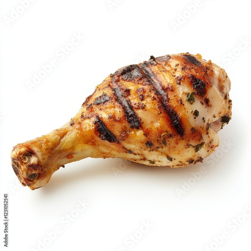 Grilled chicken drumstick isolated on white background. (3) photo