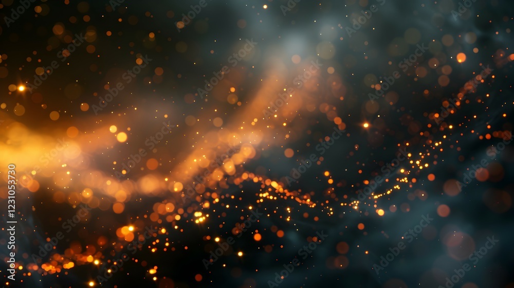 Obraz premium A mesmerizing abstract background of glowing particles and waves in warm colors.