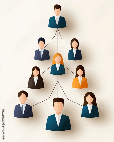 2D flat art business strategy pastel strategic Illustration enterprise icon graphics design Organizational chart of business professionals.