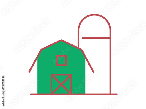 Barn icon. Farming and gardening icon. Flat outline icon concept.