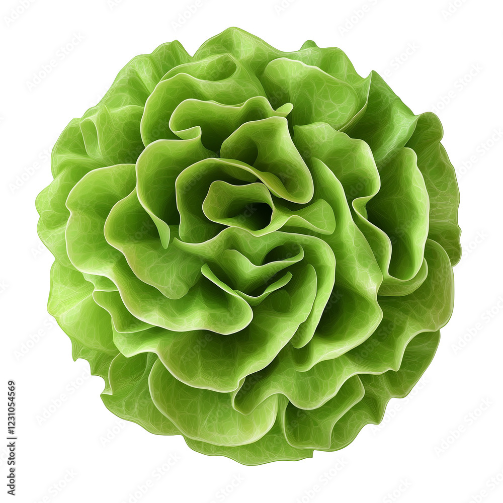 Obraz premium green and Fresh lettuce top view isolated on transparent white background, clipping path