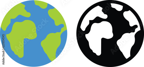 World global planet earth icon set. International world map globe flat or line design style isolated on transparent background, vector collection. For web banner, web and mobile, infographics.