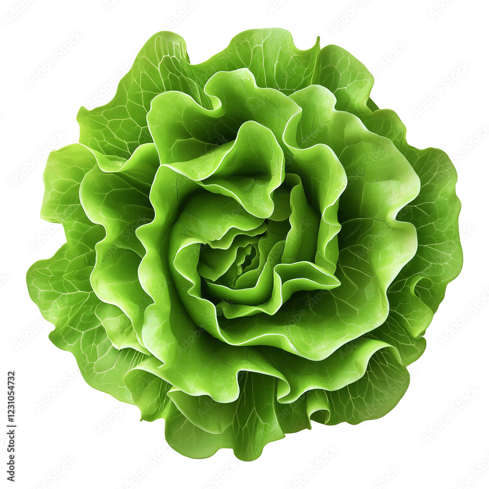 Obraz premium green and Fresh lettuce top view isolated on transparent white background, clipping path