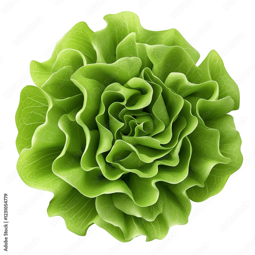 Obraz premium green and Fresh lettuce top view isolated on transparent white background, clipping path