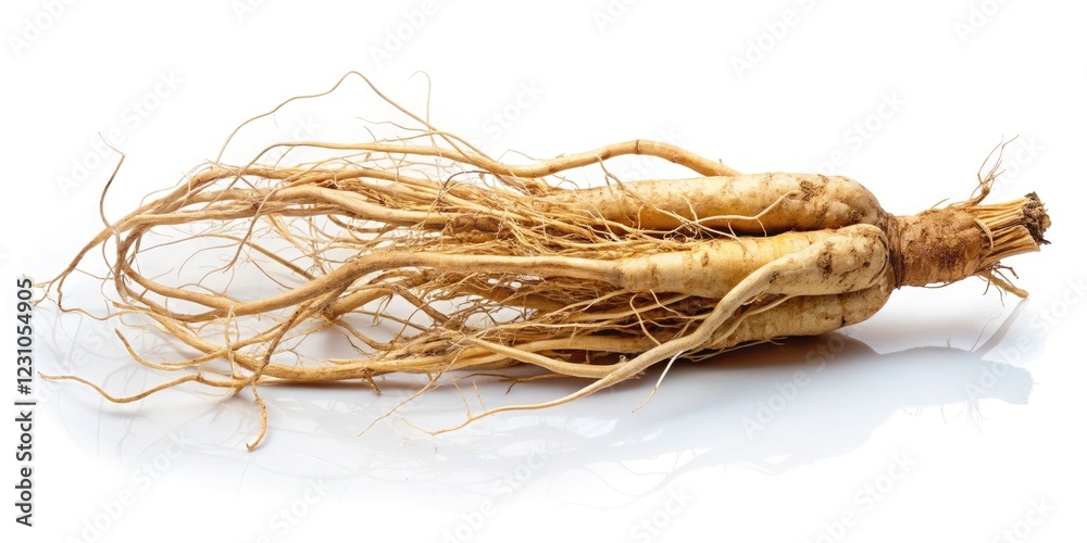 Minimalist Ginseng Root Isolated on White Background - Natural Herbal Remedy, Traditional Medicine, Health Benefits, Organic Supplements, Pure Herbal Ingredients, Alternative Therapies Minimalist Ginseng Root Isolated on White Background - Natural Herbal Remedy, Traditional Medicine, Health Benefits, Organic Supplements, Pure Herbal Ingredients, Alternative Therapies