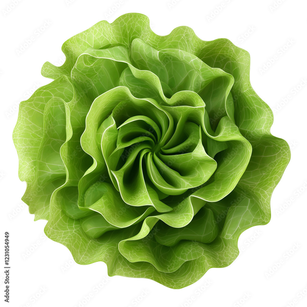 Fototapeta premium green and Fresh lettuce top view isolated on transparent white background, clipping path