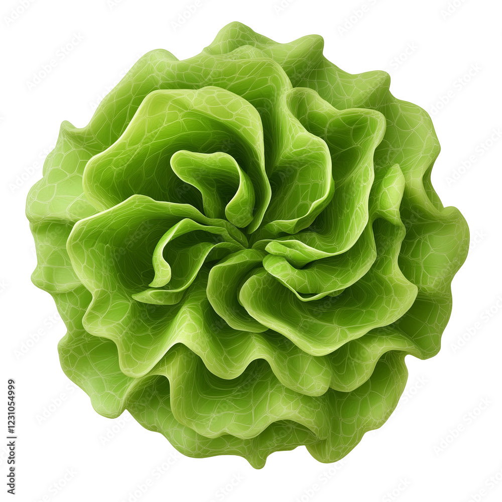 Fototapeta premium green and Fresh lettuce top view isolated on transparent white background, clipping path
