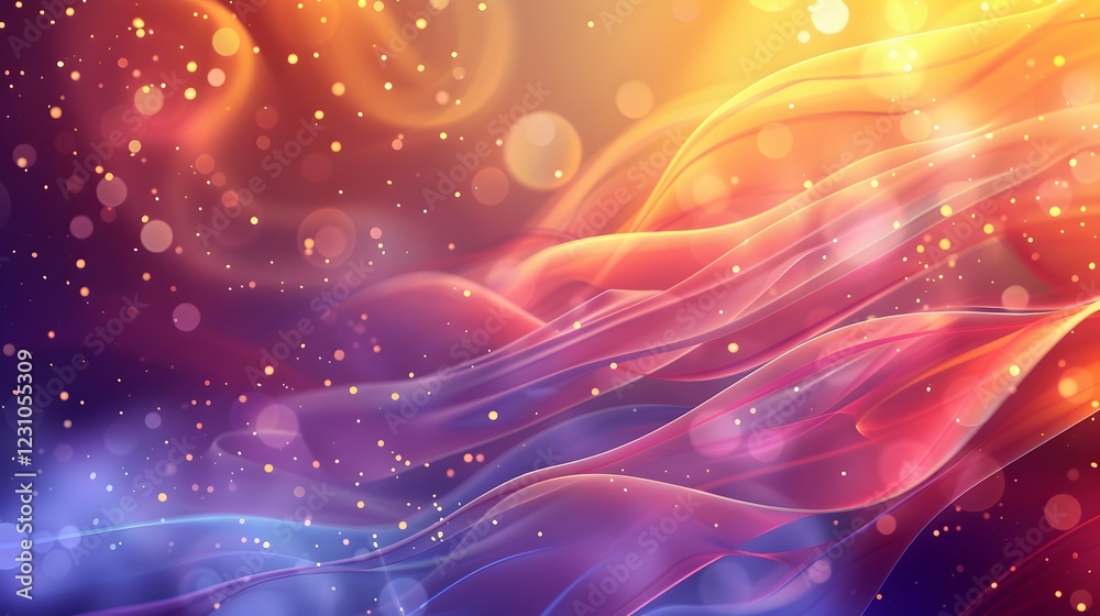 Fototapeta premium Abstract colorful waves with light bokeh effects, creating a vibrant and dynamic background.