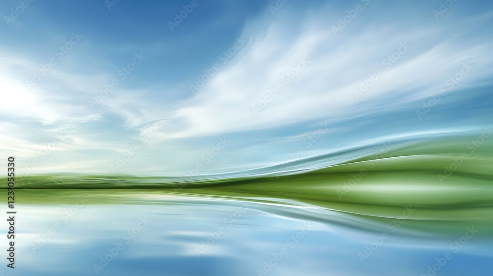 Obraz premium Abstract Landscape of Green Field and Blue Sky