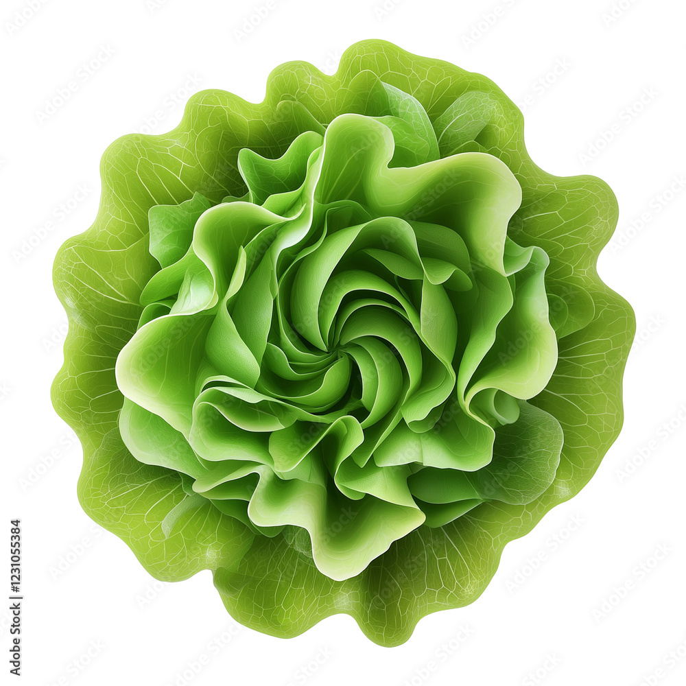 Obraz premium green and Fresh lettuce top view isolated on transparent white background, clipping path