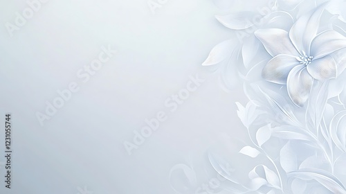 Elegant White Floral Design on Light Blue Background
