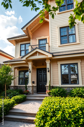 Wallpaper Mural Luxury Dream Home Exterior: Modern Architectural Design, Beautiful Facade, Landscaping, and Garden Torontodigital.ca