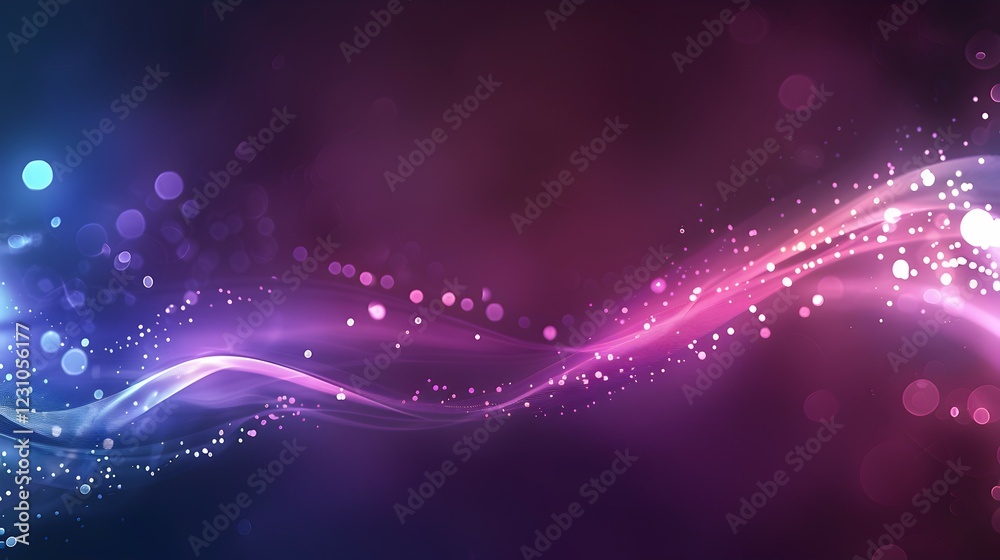 Fototapeta premium A vibrant abstract background with flowing lines and glowing particles in purple and blue hues.