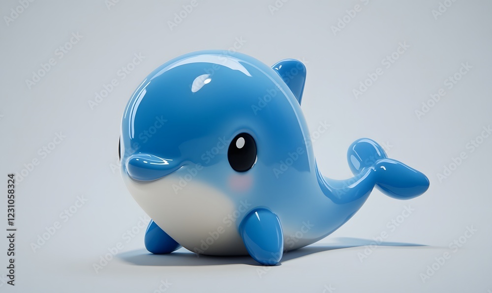 Cute cartoon dolphin, digital render, white background, children's book illustration Cute cartoon dolphin, digital render, white background, children's book illustration
