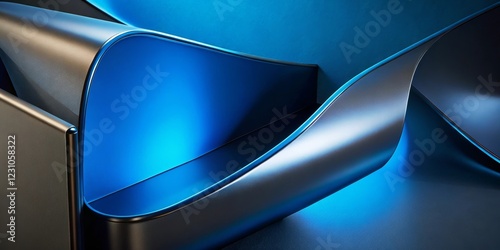 Abstract Blue and Black Metallic Forms